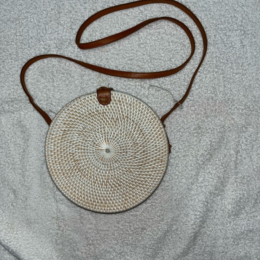 Koret Cream and Brown Woven Crossbody Bag